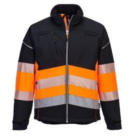   Portwest PW375 Hi-Vis jól láthatósági munkavédelmi softshell kabát - Fekete/Narancs