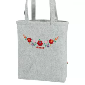   Dressa Bag matyó mintás hímzett filc női shopper táska - szürke