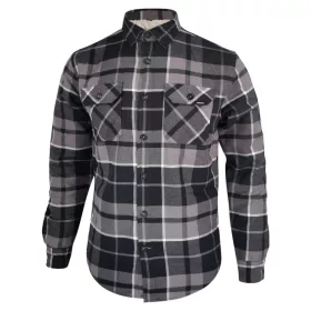   Dressa Vintage Overshirt vastag bélelt kockás férfi flanel favágó ing - szürke