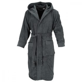   Dressa Home kapucnis hosszú ujjú frottír fürdőköpeny köntös - sötétszürke