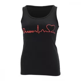   Dressa Cuore EKG szívdobbanás mintás pamut női ujjatlan póló - fekete