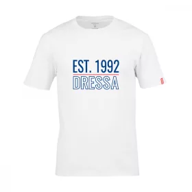   Dressa EST.1992 feliratos környakú rövid ujjú pamut póló - fehér