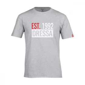   Dressa EST.1992 feliratos környakú rövid ujjú pamut póló - melírszürke