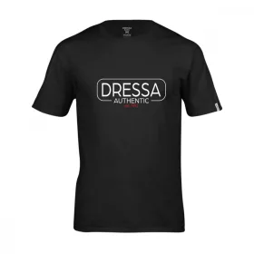   Dressa Authentic feliratos környakú rövid ujjú pamut póló - fekete