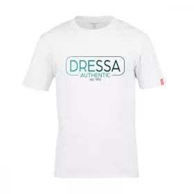   Dressa Authentic feliratos környakú rövid ujjú pamut póló - fehér