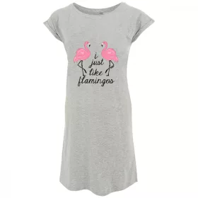   Dressa Flamingo Pink mintás pamut pólóruha - melírszürke