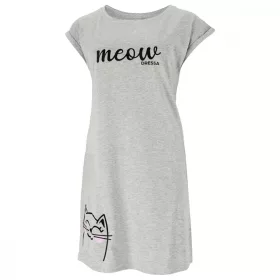   Dressa Meow feliratos cicás pamut pólóruha - melírszürke