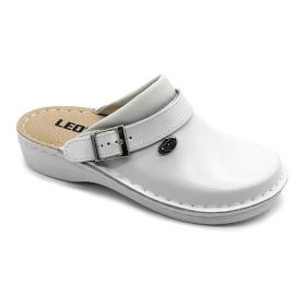 Leon V202 zárt női bőr klumpa - fehér