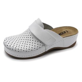   Leon 2022 kivehető talpbetétes tépőzáras női bőr klumpa - fehér