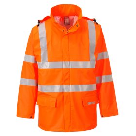   Portwest FR41 Sealtex Flame Hi-Vis lángálló antisztatikus jól láthatósági munkavédelmi esőkabát - Narancs
