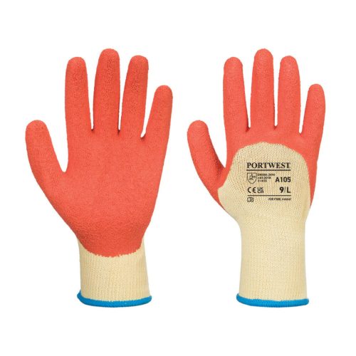 Portwest A105 Grip Xtra latex mártott vízálló munkavédelmi kesztyű - Sárga/Narancs