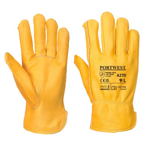 Portwest A270 Classic Driver tartós bőr munkavédelmi sofőrkesztyű - Cser