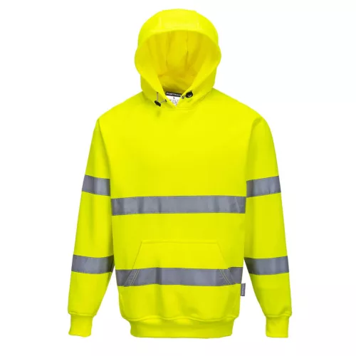 Portwest B304 Hi-Vis kapucnis vasúti jól láthatósági munkavédelmi pulóver - Narancs  