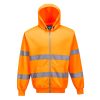 Portwest B305 Hi-Vis kapucnis cipzáros vasúti jól láthatósági munkavédelmi pulóver - Narancs  