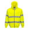 Portwest B305 Hi-Vis kapucnis cipzáros vasúti jól láthatósági munkavédelmi pulóver - Narancs  
