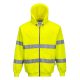 Portwest B305 Hi-Vis kapucnis cipzáros vasúti jól láthatósági munkavédelmi pulóver - Sárga  