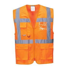   Portwest C376 Hi-Vis Athen MeshAir vasúti jól láthatósági vezetői munkavédelmi mellény - Narancs