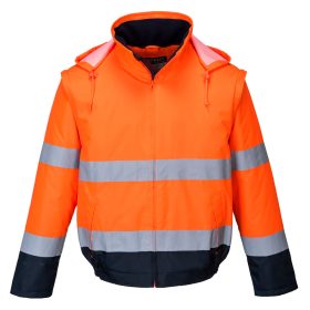   Portwest C464 Hi-Vis Essential Lite 2in1 vízálló jól láthatósági munkavédelmi bomber kabát - Narancs/Navy