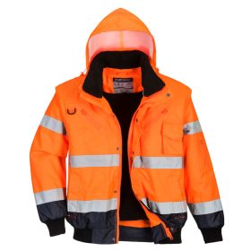   Portwest C465 Hi-Vis 3in1 vízálló jól láthatósági munkavédelmi bomber dzseki - Narancs/Navy