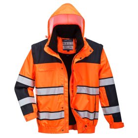   Portwest C466 Hi-Vis Classic vízálló jól láthatósági munkavédelmi bomber dzseki -  Narancs/Fekete
