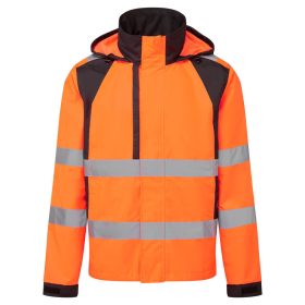   Portwest CD860 Eco Hi-Vis vízálló jól láthatósági munkavédelmi esőkabát -  Narancs/Fekete