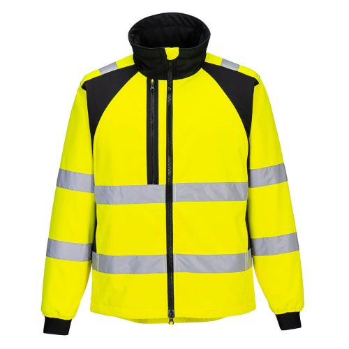 Portwest CD875 Eco Hi-Vis vízálló jól láthatósági munkavédelmi softshell kabát - Narancs/Fekete
