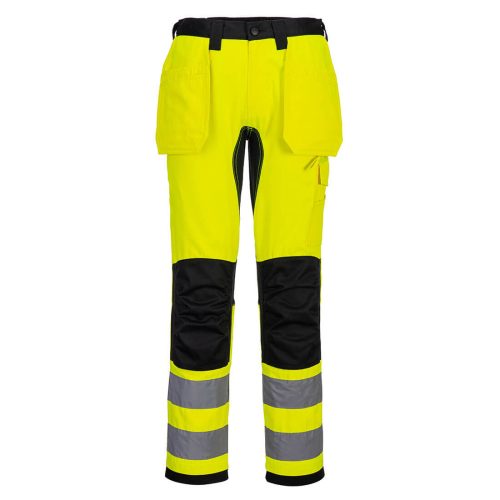 Portwest CD889 Hi-Vis sztreccs jól láthatósági lengőzsebes munkásnadrág - Narancs/Fekete