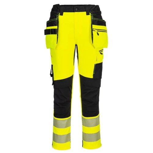 Portwest DX454 Hi-Vis sztreccs jól láthatósági lengőzsebes munkásnadrág - Narancs/Fekete