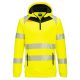 Portwest DX482 Hi-Vis 1/4 cipzáros kapucnis sztreccs jól láthatósági munkavédelmi pulóver - Sárga/Fekete 