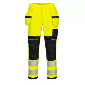   Portwest FR407 Hi-Vis lengőzsebes lángálló jól láthatósági munkavédelmi nadrág - Sárga/Fekete