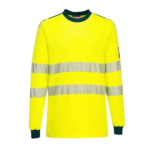 Portwest FR701 Hi-Vis hosszú ujjú lángálló antisztatikus jól láthatósági munkavédelmi póló -  Sárga/Fekete