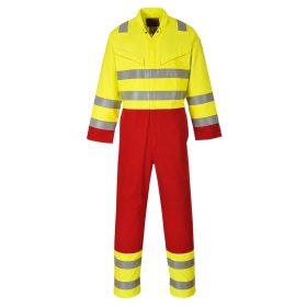   Portwest FR90 Bizflame Work Hi-Vis pamut lángálló antisztatikus jól láthatósági munkavédelmi overál - Sárga