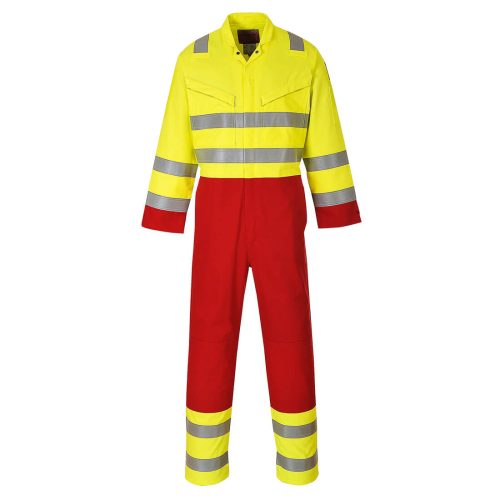 Portwest FR90 Bizflame Work Hi-Vis pamut lángálló antisztatikus jól láthatósági munkavédelmi overál - Sárga