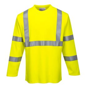   Portwest FR96 Hi-Vis hosszú ujjú lángálló antisztatikus jól láthatósági munkavédelmi póló - Sárga