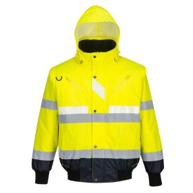   Portwest G465 Hi-Vis Glowtex 3in1 kapucnis vízálló jól láthatósági munkavédelmi dzseki - Sárga/Navy