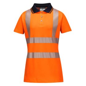   Portwest LW72 Hi-Vis női vasúti jól láthatósági munkavédelmi pólóing - Narancs/Fekete