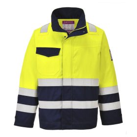   Portwest MV25 Hi-Vis Modaflame lángálló jól láthatósági munkavédelmi kabát - Sárga/Navy