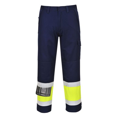 Portwest MV26 Hi-Vis lángálló jól láthatósági munkavédelmi nadrág - Sárga/Navy