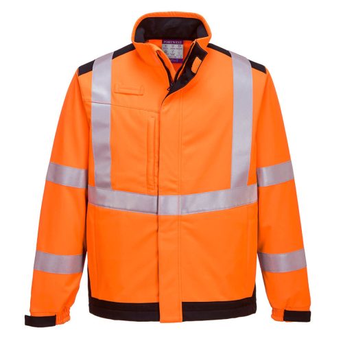 Portwest MV72 Modaflame lángálló antisztatikus softshell munkavédelmi kabát - Narancs/Navy 