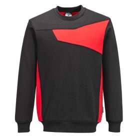   Portwest PW273 Slim fit környakas munkavédelmi pulóver - Fekete/Piros 