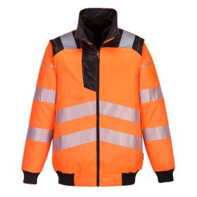   Portwest PW302 Hi-Vis vízálló jól láthatósági 3 in 1 munkavédelmi pilóta dzseki - Narancs/Fekete