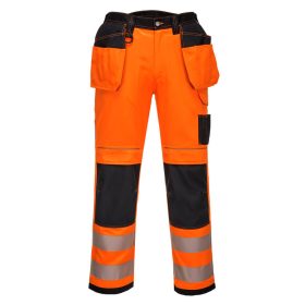   Portwest PW306 Hi-Vis Holster női szteccs jól láthatósági lengőzsebes munkavédelmi nadrág - Narancs/Fekete