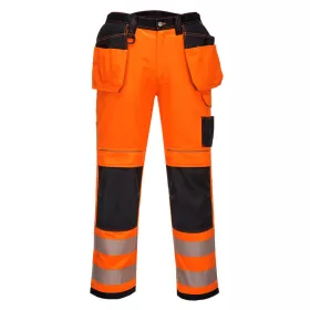   Portwest PW306 Hi-Vis Holster női szteccs jól láthatósági lengőzsebes munkavédelmi nadrág - Narancs/Fekete