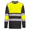 Portwest PW312 Hi-Vis Class 1 hosszú ujjú jól láthatósági munkavédelmi póló - Narancs/Fekete