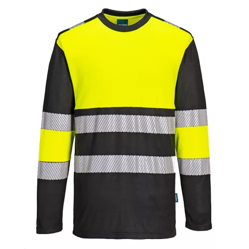 Portwest PW312 Hi-Vis Class 1 hosszú ujjú jól láthatósági munkavédelmi póló - Narancs/Fekete