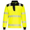 Portwest PW326 Hi-Vis 1/4 cipzáros vasúti jól láthatósági munkavédelmi hosszú ujjú póló - Narancs/Fekete  