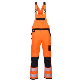   Portwest PW344 Hi-Vis Texpel bevonatú jól láthatósági munkavédelmi kantáros nadrág - Narancs/Fekete
