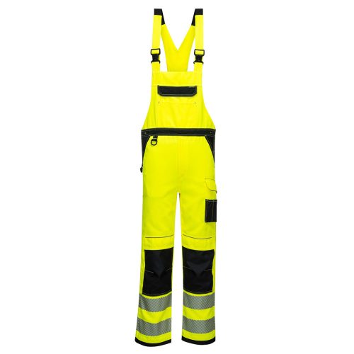 Portwest PW344 Hi-Vis Texpel bevonatú jól láthatósági munkavédelmi kantáros nadrág - Narancs/Fekete