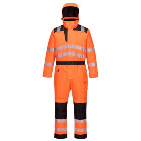   Portwest PW352 Hi-Vis vízálló jól láthatósági munkavédelmi téli overál - Narancs/ Fekete