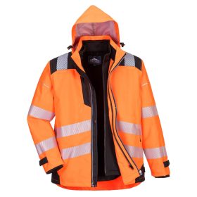   Portwest PW365 Hi-Vis 3in1 vízálló jól láthatósági munkavédelmi kabát -  Narancs/Fekete
